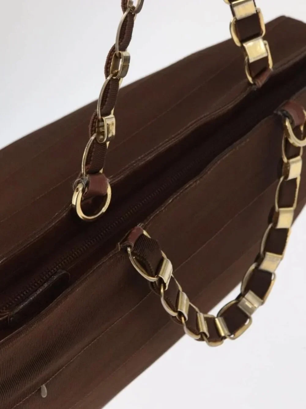 Salvatore Ferragamo Vala Tote Bag Canvas Brown Gold Auth bs32177